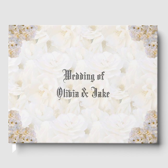 Livre d'or romantique aux roses blanches (Recto)
