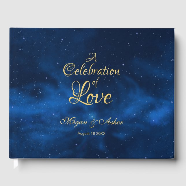 Livre D'or Romantique céleste Bleu Nebula Galaxie (Recto)
