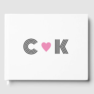 Livre D'or Romantique rose Coeur Mariage Monogramme minimalis