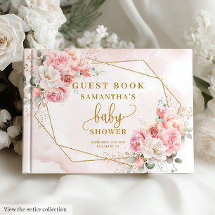 Livre D'or Romantique sauge rose rousse pies baby shower or