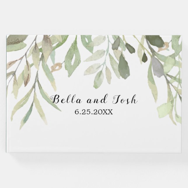 Livre D'or Romantique Soft Botanical Greenery Mariage (Devant)