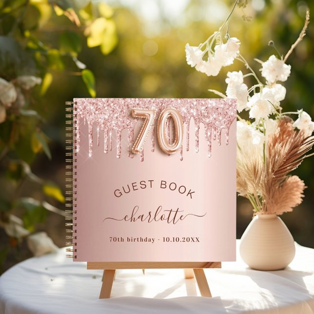 Livre d'or rose 70e anniversaire gouttes d'or (Créateur téléchargé)
