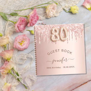 Livre d'or rose 80e anniversaire gouttes de partie