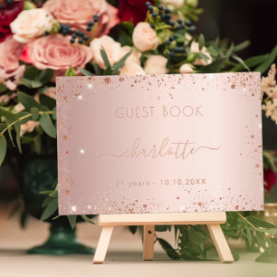 Livre d'or rose d'anniversaire parties scintillant
