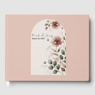 Livre D'or Rose du désert rose et vert floral mariage verdure