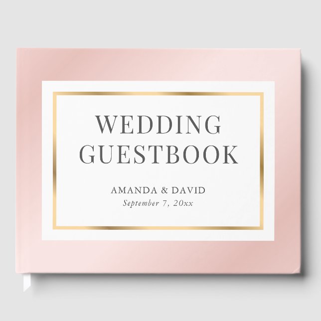 Livre D'or Rose et or brillant Simple Mariage moderne simple (Recto)