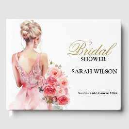 Livre D'or Rose Floral Aquarelle Mariage Fête des mariées de 