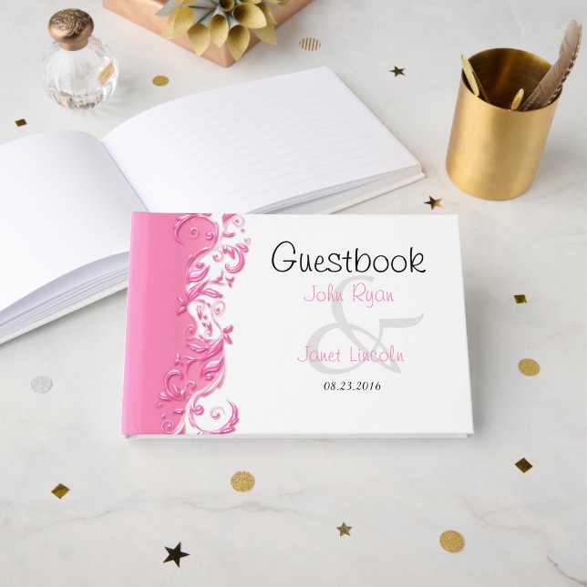 Livre d'or rose Floral Ornate (Recto ouvert)