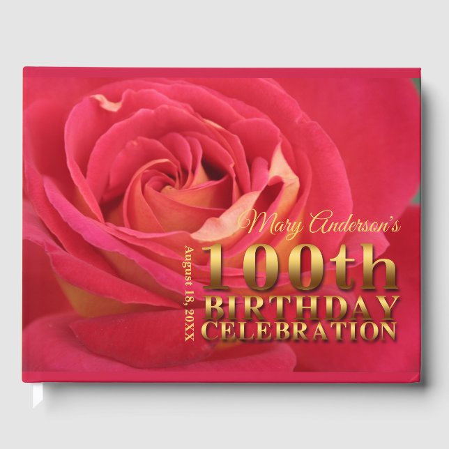 Livre D'or Rose Gold 100th Birthday Celebration Name HCGB (Recto)