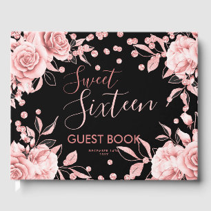 Livre d'or Rose Gold Black Sweet 16 Parties scinti