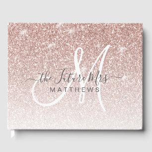 Livre D'or Rose Gold Rose Parties scintillant Monogramme Nom