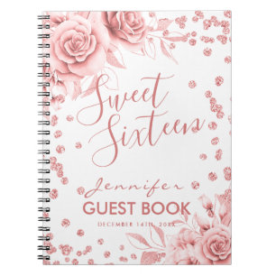 Livre d'or Rose Gold Sweet 16 Parties scintillant 