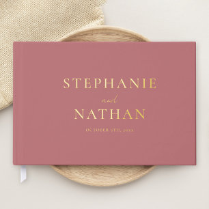 Livre D'or Rose moderne Dusty minimaliste Mariage or