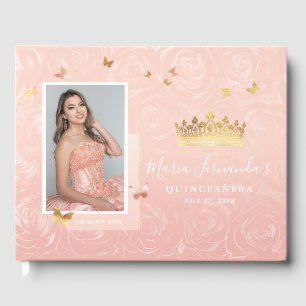 Livre D'or Rose moderne Gold Blush Élégant Photo Quinceanera