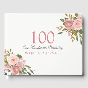 Livre D'or Rose Rose Gold Flowers 100e fête d'anniversaire