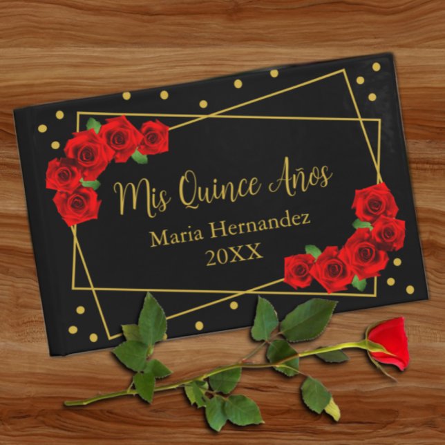 Livre D'or Rose rouge Noir et or Quinceañera (Créateur téléchargé)