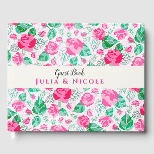 Livre D'or Rose Vert Rose Pétales Fleurs Jardin Mariage