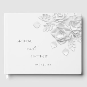 Livre D'or Roses Florales 3D Blanches Mariage