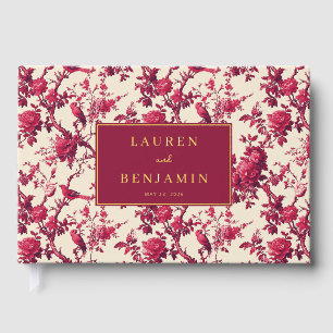 Livre D'or Rouge romantique, fleurs et oiseaux