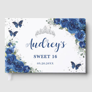 Livre D'or Royal Blue Floral Butterflies 15e anniversaire