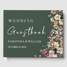 Livre D'or Royal Green Pastel Fleur sauvage Boho Mariage