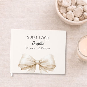 Livre D'or Ruban de crème beige pour anniversaire