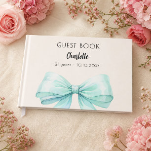 Livre D'or Ruban de crème vert sarcelle anniversaire