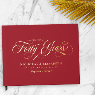 Livre D'or Rubis Rouge Feuille D'Or 40e Anniversaire De Maria