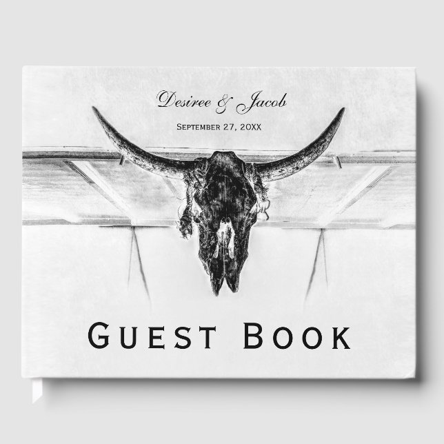 Livre D'or Russe Blanc Noir Vache Occidental Mariage crâne (Recto)