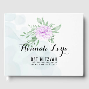 Livre D'or Russe violet Rose Eucalyptus Bat mitzvah invité Bo