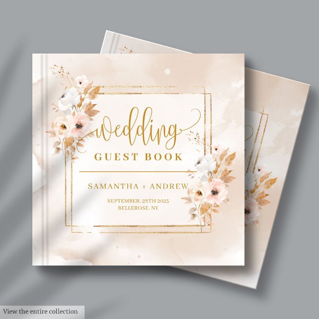 Livre d'or Rustic Blush Pink Mariage de automne (Rustic Blush Pink Gold Fall Wedding Guest Book)