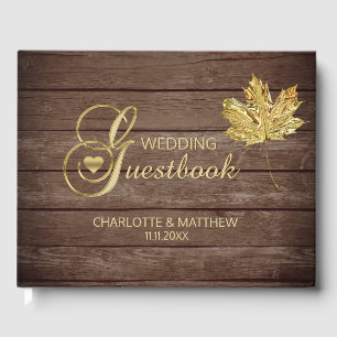Livre D'or Rustic Country Gold Leaf Automne Mariage Automne