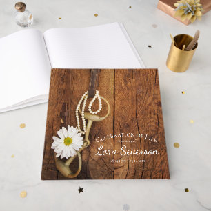 Livre D'or Rustic Daisy Horse Bit Célébration de la vie