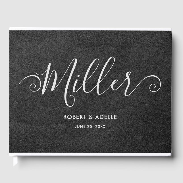 Livre D'or Rustic Elegant Tourbillonnant Script Nom de famill (Recto)