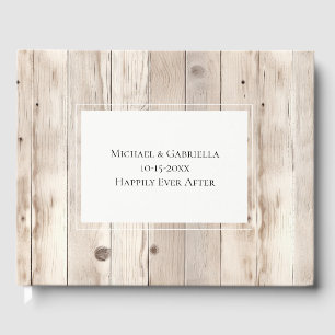 Livre D'or Rustic Faux Wood Cream White Wedding