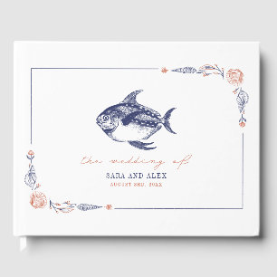 Livre D'or Rustic Fish Red & Blue Beach Wedding