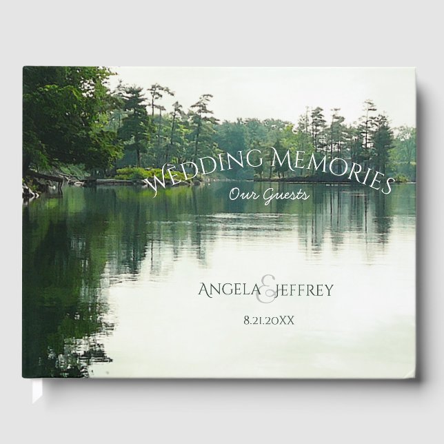 Livre D'or Rustic mountain lake mariages invités souvenirs (Recto)