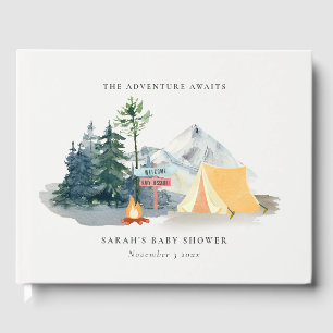 Livre D'or Rustic Pine Woods Camping Baby shower de montagne
