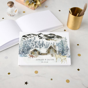 Livre D'or Rustic Winter Mountain Mariage invité