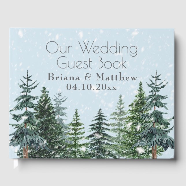 Livre D'or Rustique À feuillage persistant Pine Mariage (Recto)