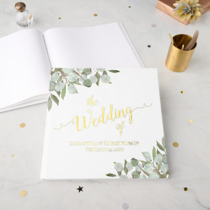 Livre D'or Rustique Boho Eucalyptus Feuilles Élégant Mariage
