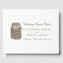 Livre D'or Rustique Burlap Mason Jar Mariage