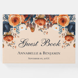 Livre D'or Rustique Burnt Orange et Mariage bleu