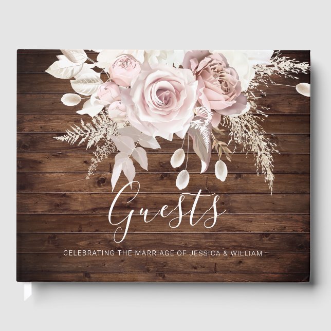Livre D'or Rustique Dusty Rose & Blush Floral Mariage (Recto)
