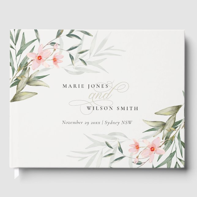 Livre D'or Rustique Elégant Flush Greenery Mariage Floral (Recto)