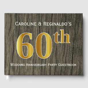 Livre D'or Rustique, Faux Gold 60e fête Mariage