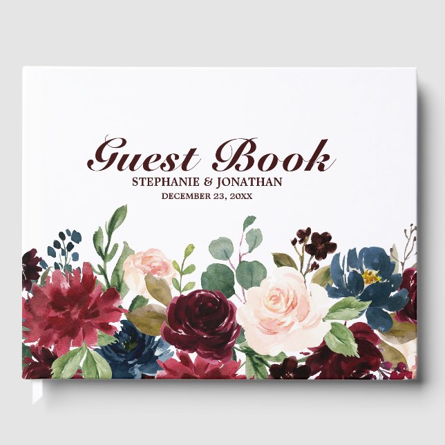 Livre d'or Rustique Floral de la Marine Rouge de B (Recto)