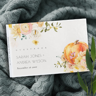 Livre D'or Rustique Floral Orange Citrouille d'automne Mariag
