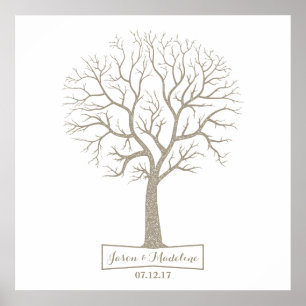 Livre d'or Rustique Gris Tan Tree empreinte Mariag