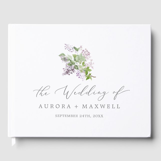 Livre D'or Rustique Lilac Monogramme Mariage arrière (Recto)